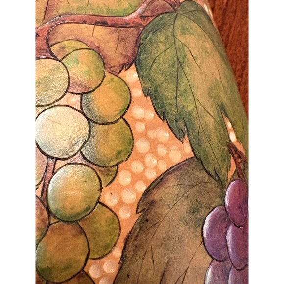 Hand Painted Gourd Half Wall Hanging Carved Grapes Vines Detail 12” - Picture 4 of 7